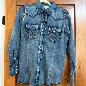 Wrangler Blue Denim Snap Shirt
